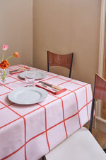 Load image into Gallery viewer, Marzipan Check Berry &amp; Rose Tablecloth
