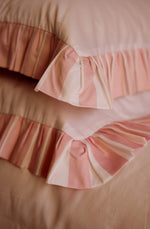 Load image into Gallery viewer, Marshmallow Stripe Pair of Frilled Pillow Cases
