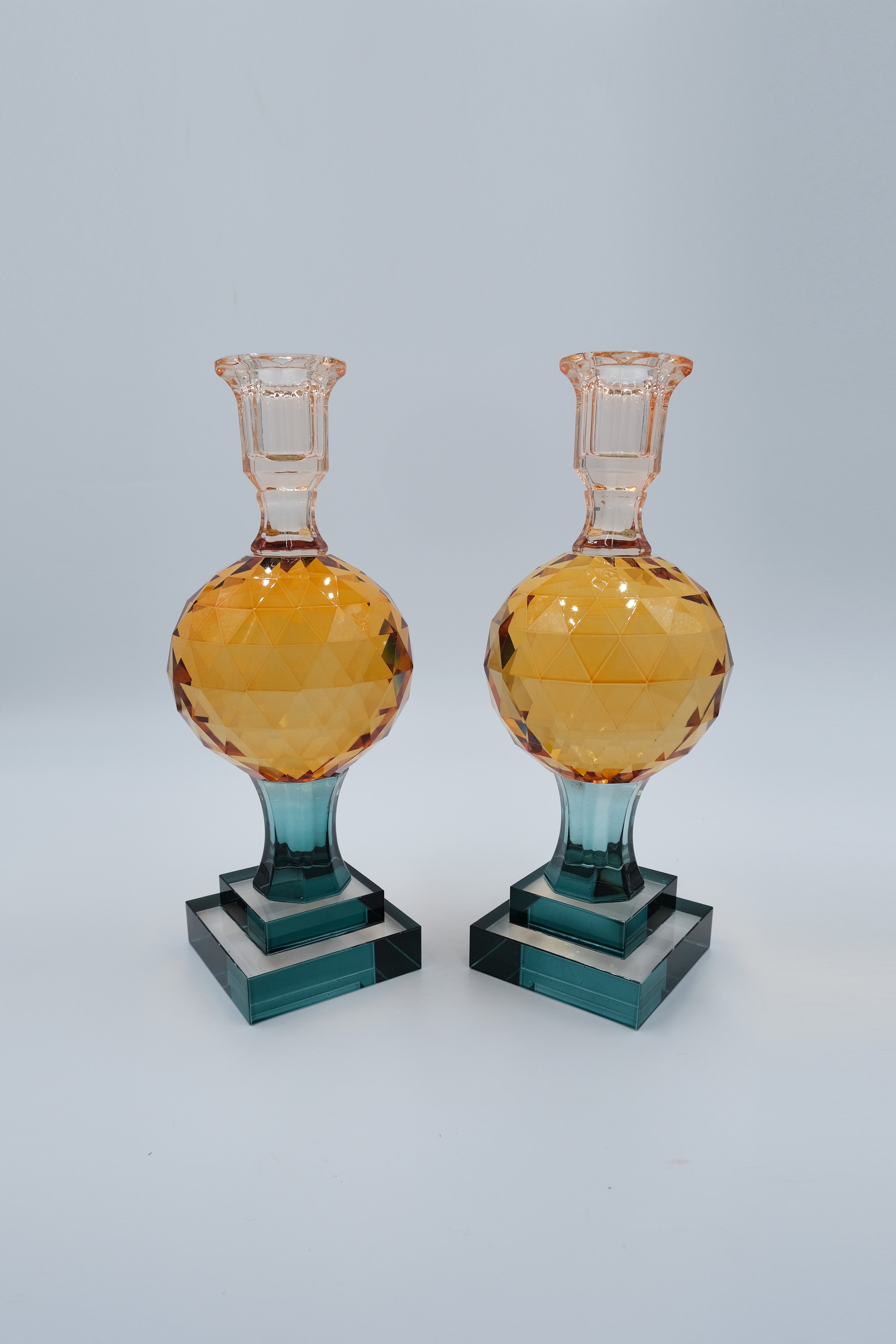 Geometric Crystal Candlestick Holders