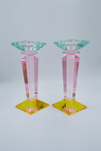 Geometric Crystal Candlestick Holders