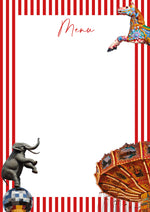Load image into Gallery viewer, At The Circus Menu Cards X 10
